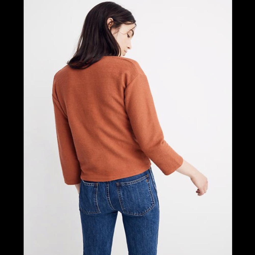 Madewell Texture Thread Long-Sleeve Tie-Front Top - Picture 3 of 12